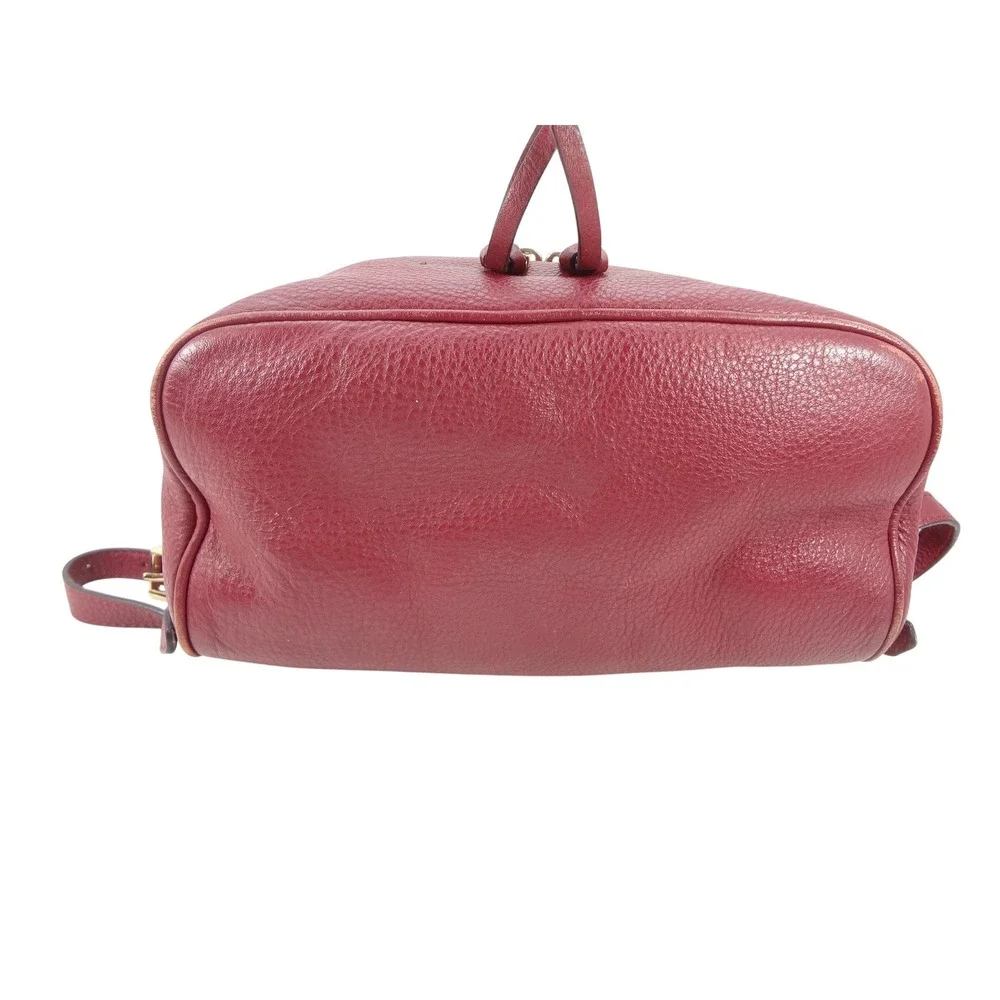 Michael Kors Rhea Medium‎ Pebbled Leather Backpack Cherry Gold Hardware Bag
